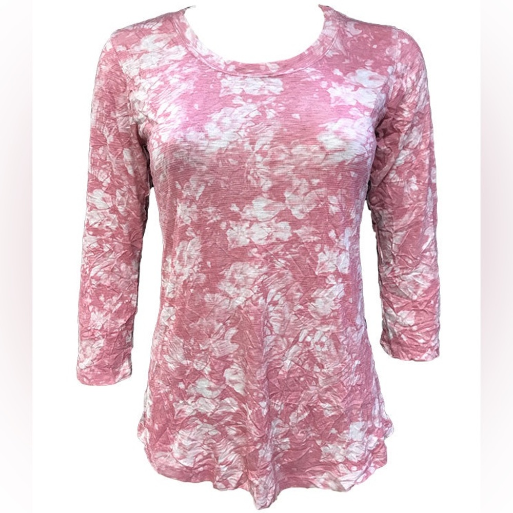 NWT David Cline Crushed 3/4 Sleeve Blush Crew